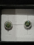 Green Moissanite Halo stud earrings