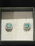 Sea Blue Moissanite Round Brilliant Earrings – 5mm, 0.5 CT