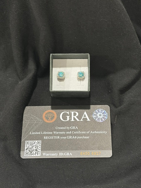 Sea Blue Moissanite Round Brilliant Earrings – 5mm, 0.5 CT